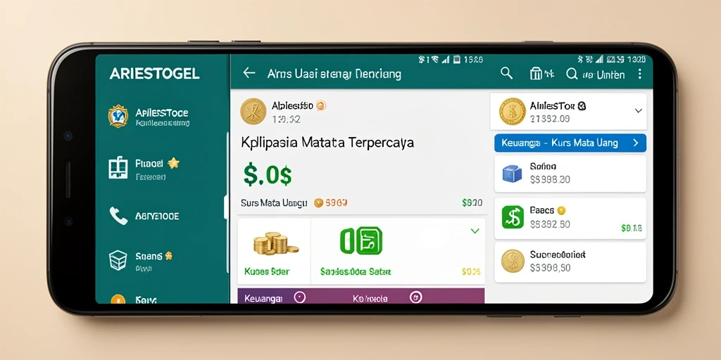 Antarmuka ARIESTOGEL menampilkan kurs mata uang terkini dengan jelas.