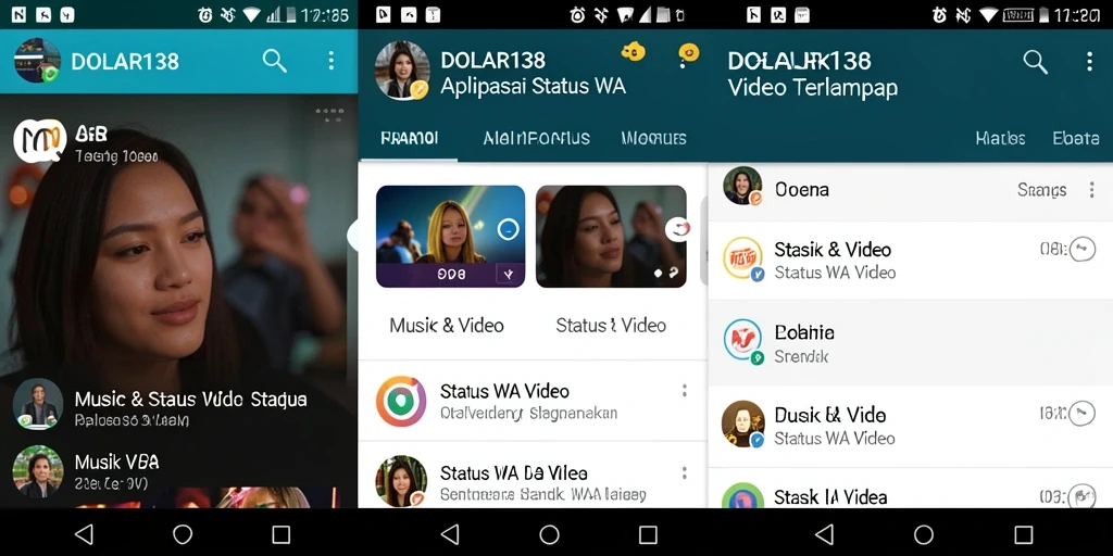 Tampilan antarmuka utama aplikasi DOLAR138 untuk Status WA Video.