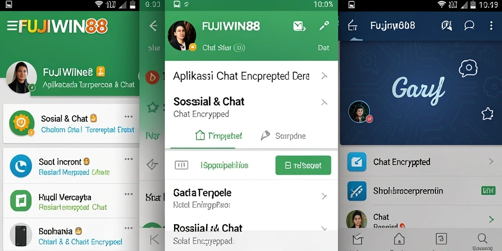 Antarmuka aplikasi FUJIWIN88 dengan fitur Chat Encrypted yang aman.