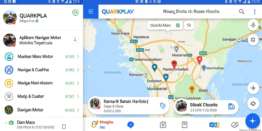 Tampilan antarmuka utama QUARKPLAY untuk Navigasi Motor yang intuitif.