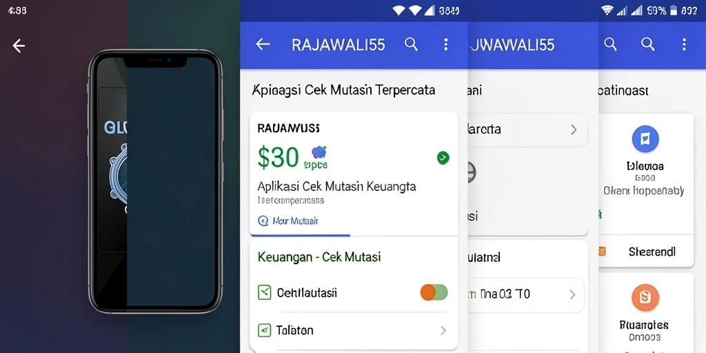 Tampilan antarmuka utama aplikasi RAJAWALI55 Cek Mutasi.
