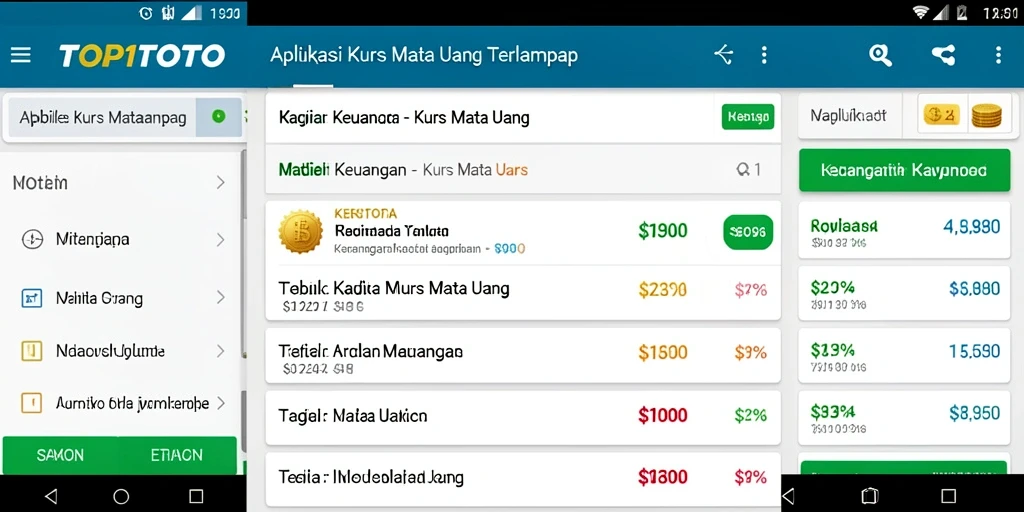 Antarmuka aplikasi TOP1TOTO menampilkan informasi kurs mata uang secara jelas.