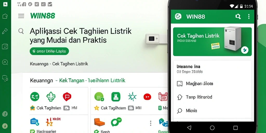 Tampilan antarmuka aplikasi Cek Tagihan Listrik WIN88.
