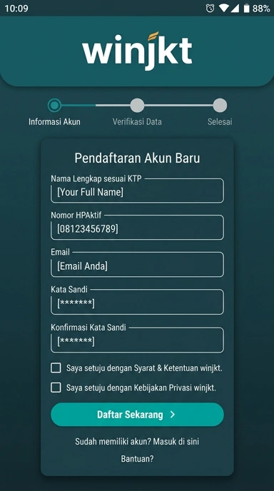 Cara Mudah Buat Akun Baru winjkt di Android